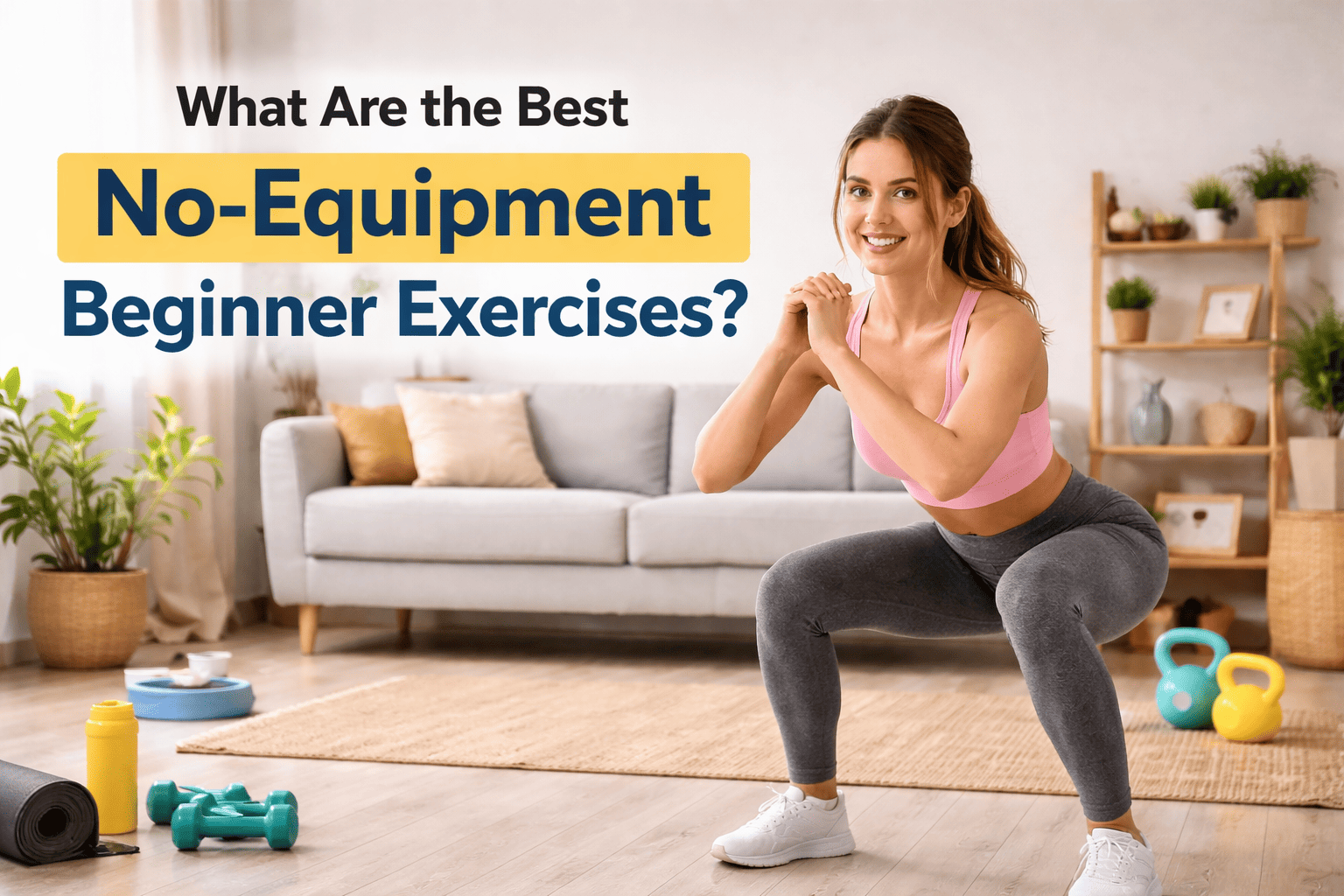 Woman doing excercise at home, easy with not equipment